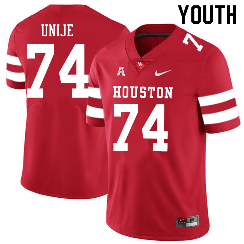 Youth #74 Reuben Unije Houston Cougars College Football Jerseys Sale-Red
